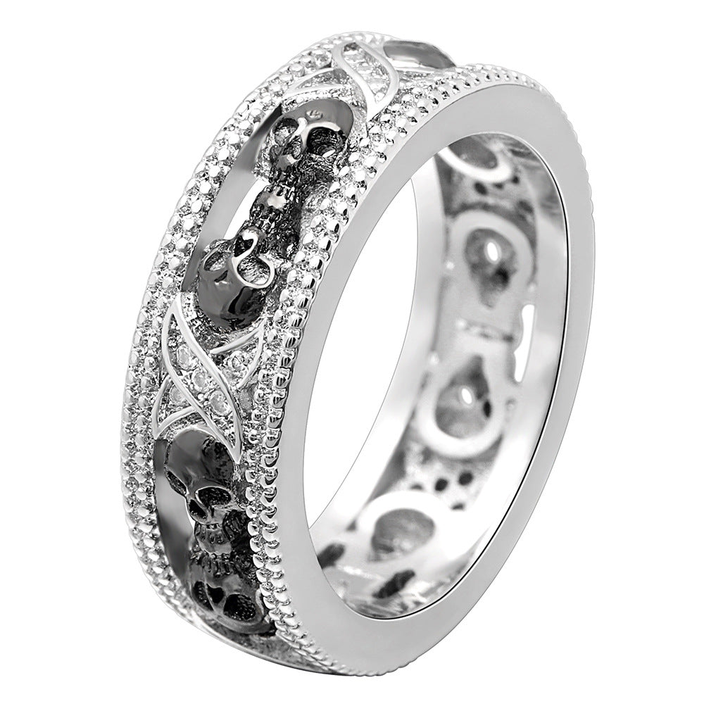 Men's ring with punk elements in a two-tone design made of precious metal (Shantou style)