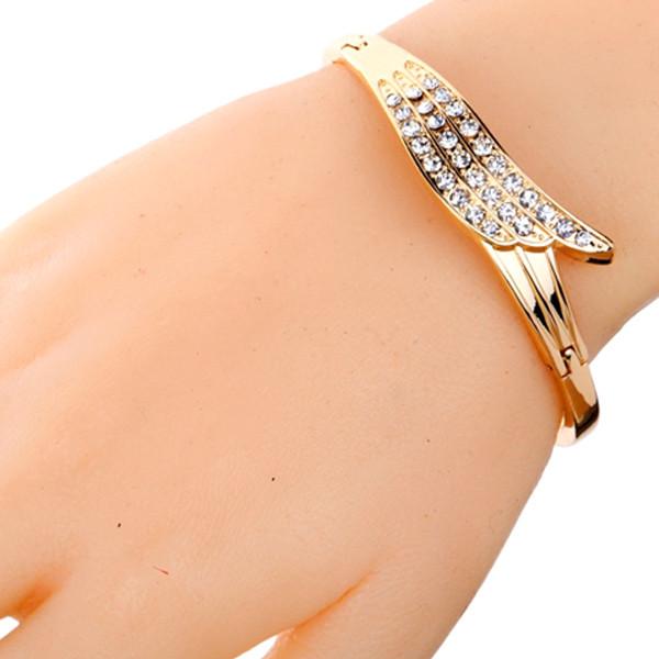 Elegant boutique bracelet with rhinestone embellishment, fashionable angel wing bracelet