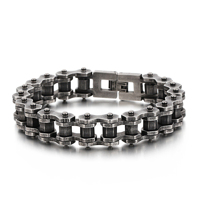 Titanstahl Motorrad Armband Herren Retro Statement