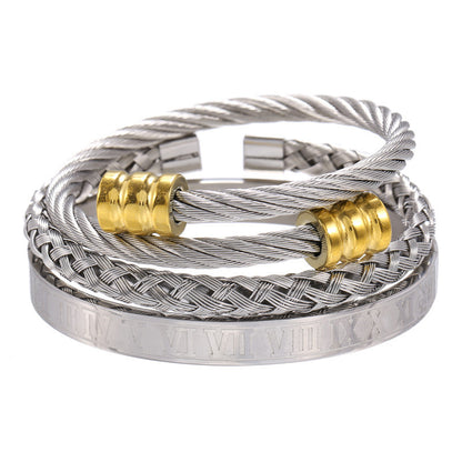 Punk bracelet made of titanium steel in Roman style, creative design