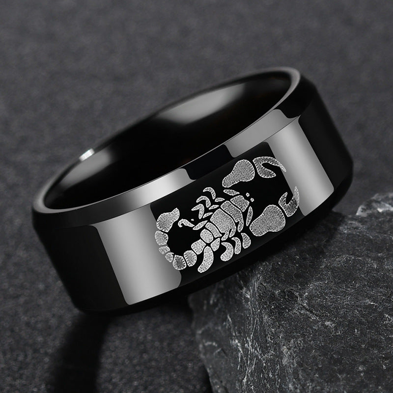 Simple men's ring made of stainless steel in hip-hop style, fashionable wholesale jewelry