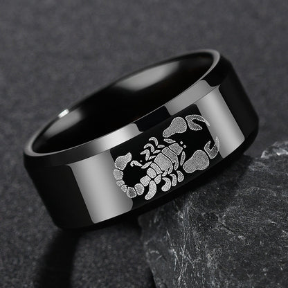 Simple men's ring made of stainless steel in hip-hop style, fashionable wholesale jewelry