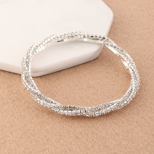 Dreireihiges Strass-Armband mit Kreuzmotiv für Mädchen