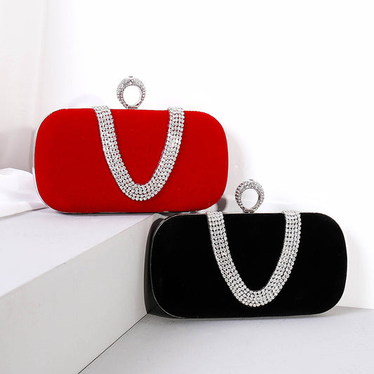 Samt-Abendtasche mit Schmucksteinen, elegante Clutch für Damen, Braut- und Abendtasche