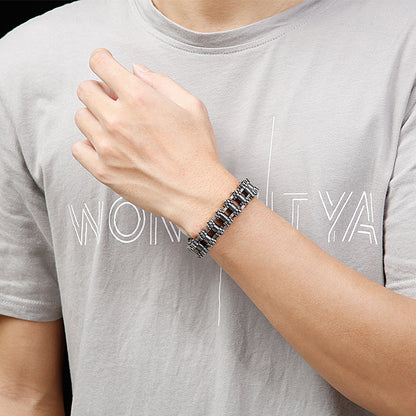 Titanstahl Motorrad Armband Herren Retro Statement