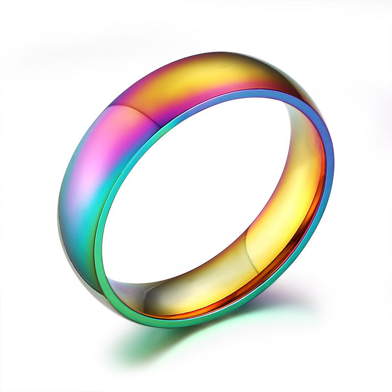 Edelstahlring mit Regenbogenflaggen-Design, Emaille-Finish, Pride-Ring