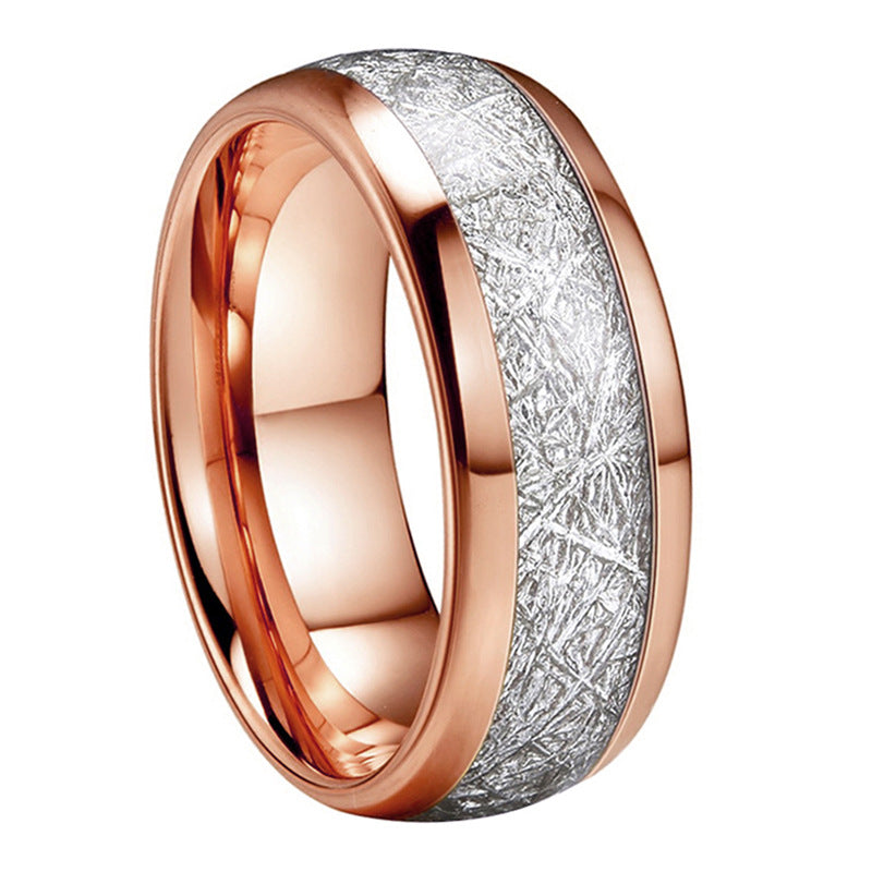 Partner ring made of stainless steel with carbon fiber inlay, men's ring with simple anti-stone inlay