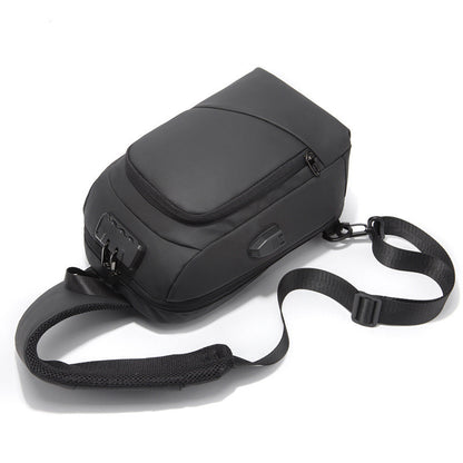 Hochwertige Herren-Brusttasche mit Diebstahlschutz und Zahlenschloss, Schulter- und Crossbody-Tasche mit USB-Ladefunktion, Reise-Messenger für kurze Sommertrips, Unisex