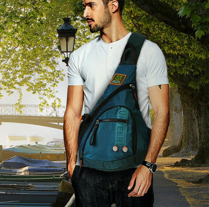 Herren-Sling-Rucksack aus Oxford-Gewebe, Schulter- und Brusttasche für Laptop, Trinkflasche, Reisen und Trekking