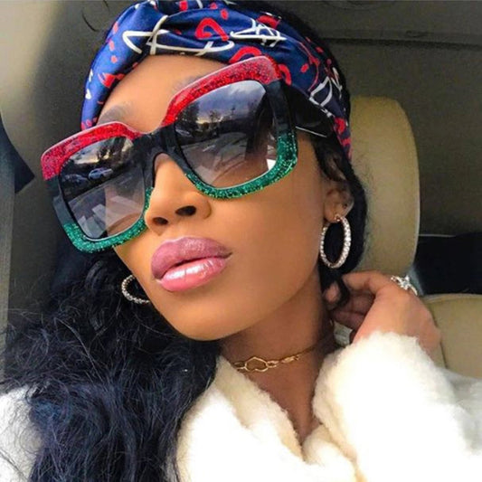 Bunte Glitzer Sonnenbrille Retro Statement
