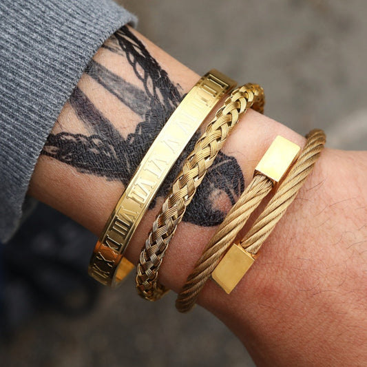 Punk-Armband aus Titanstahl im römischen Stil, kreatives Design