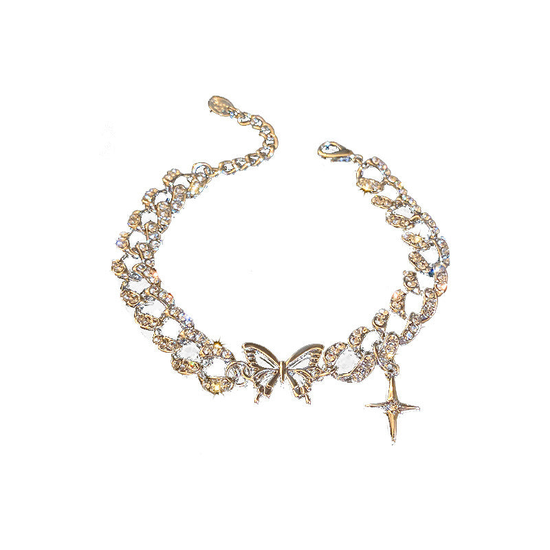 Butterfly cross bracelet in a trendy design, elegant style