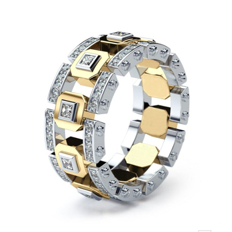 Two-tone gold ring in gold and mixed color design