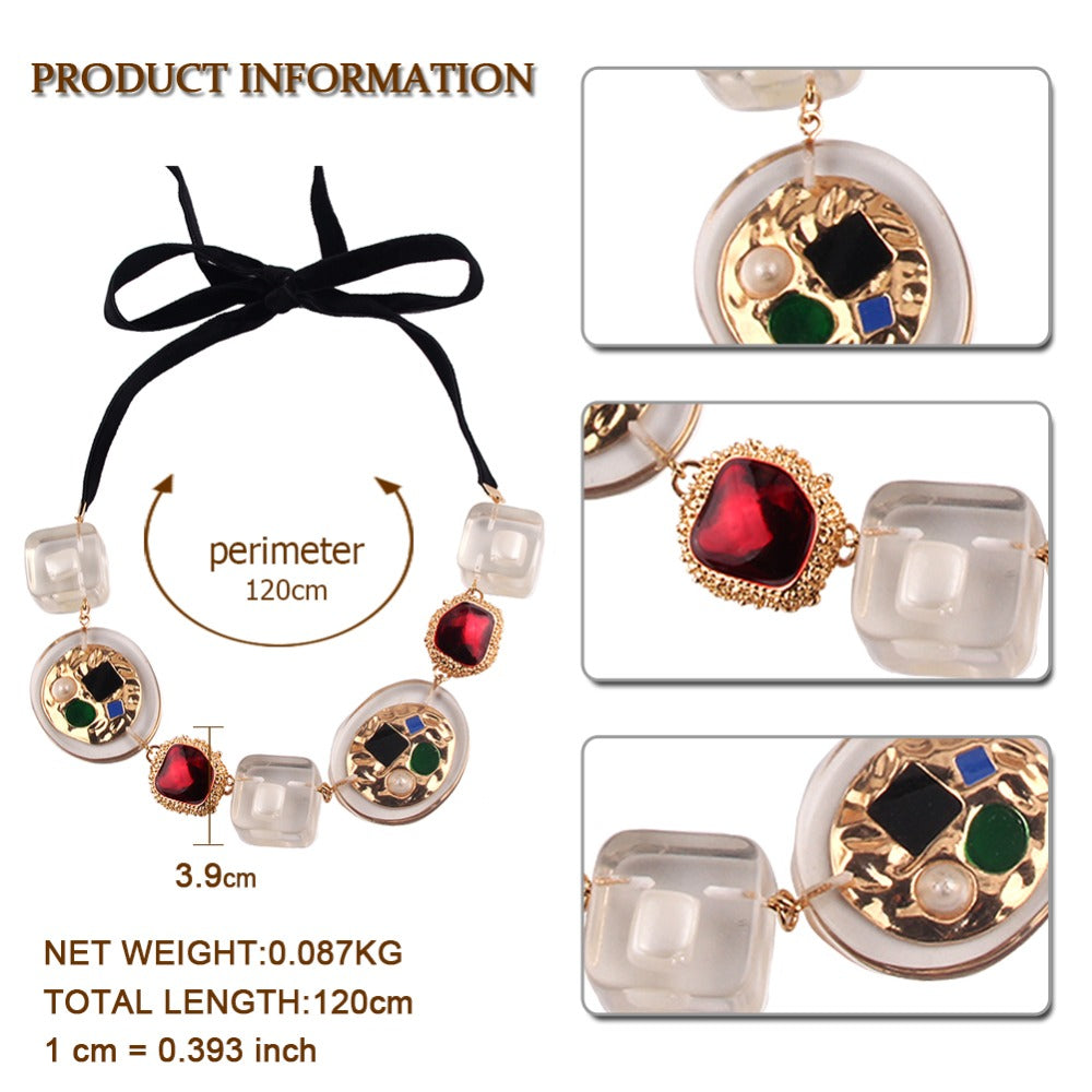 Halskette mit transparenter Stein-Kette