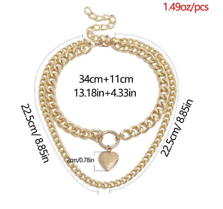 Metal heart choker necklace for women