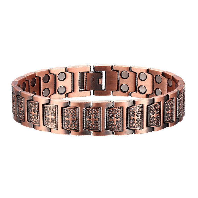 Kupferarmband mit Magnet und Kreuzmotiv
