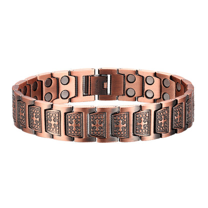 Kupferarmband mit Magnet und Kreuzmotiv