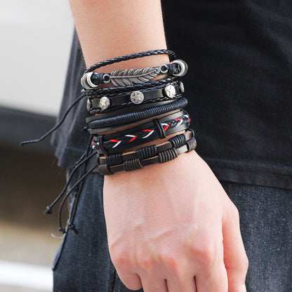 Mehrreihiges Herrenarmband aus Legierung im europäischen und amerikanischen Stil