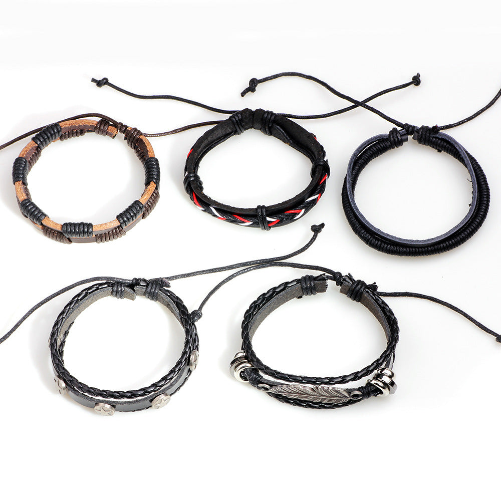 Mehrreihiges Herrenarmband aus Legierung im europäischen und amerikanischen Stil