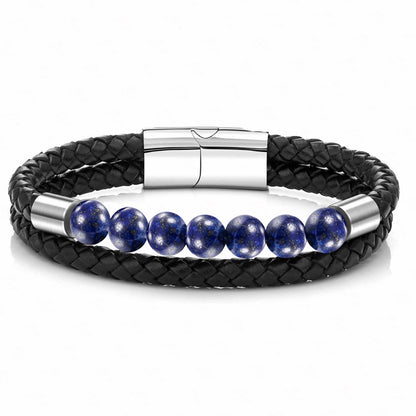 Lederarmband im Punk-Stil mit Naturstein