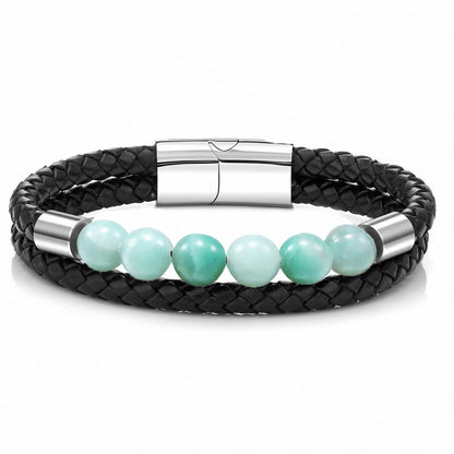 Lederarmband im Punk-Stil mit Naturstein