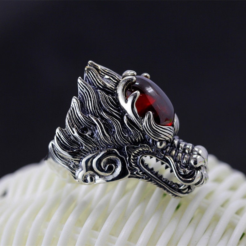 Adjustable dragon ring for men, retro hip-hop ring, open trend ring