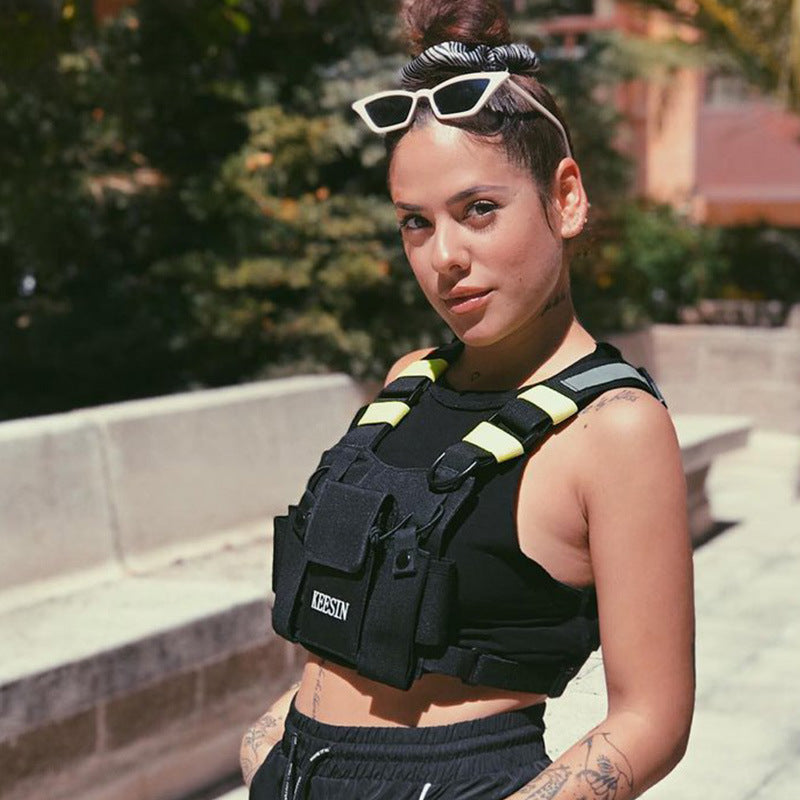 Modische Brusttasche im Westen-Stil mit mehreren Taschen und reflektierendem Design