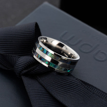 Farbiger Muschelring aus Titanstahl, Edelstahl-Schmuckring