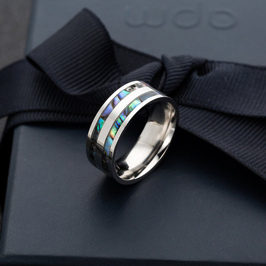 Farbiger Muschelring aus Titanstahl, Edelstahl-Schmuckring