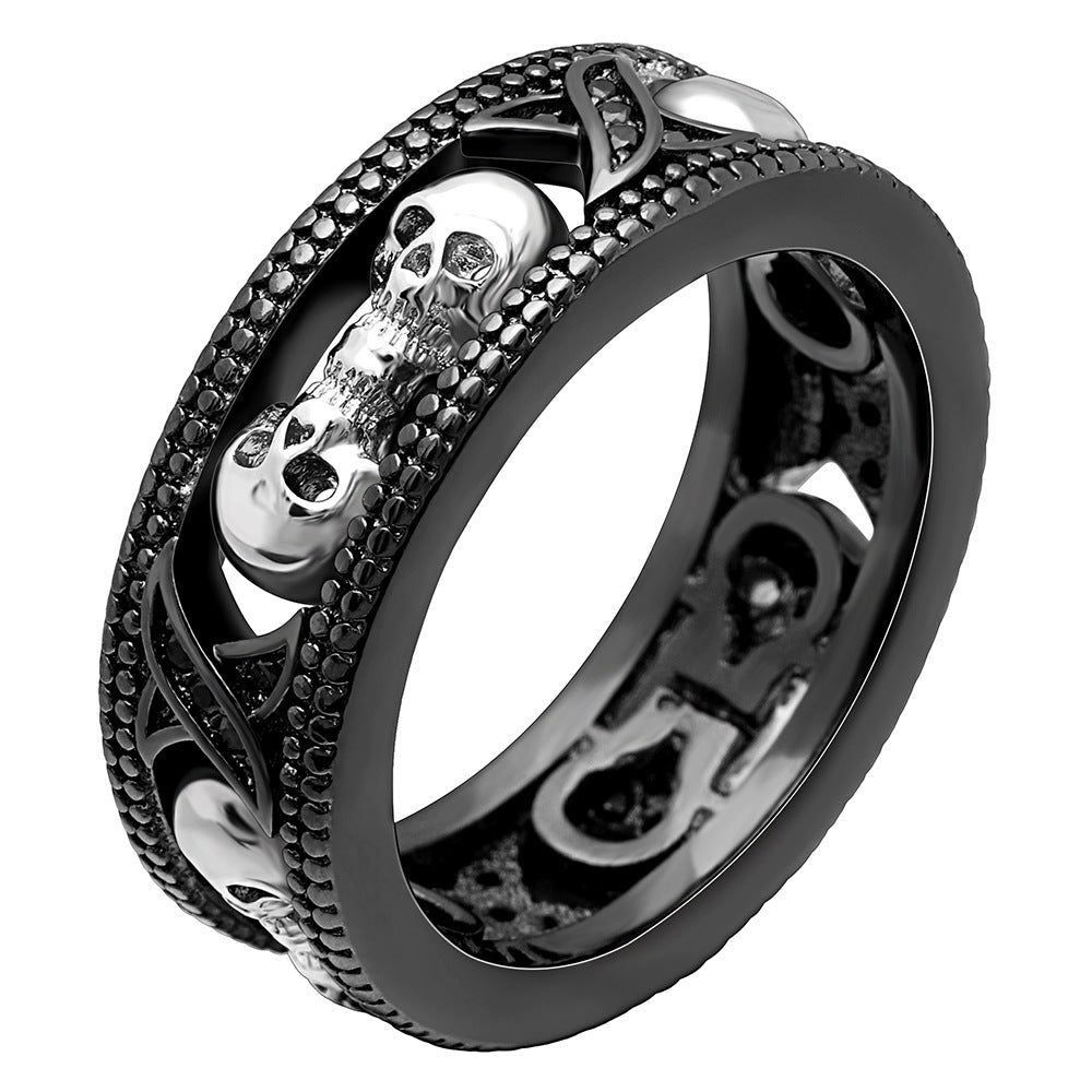 Men's ring with punk elements in a two-tone design made of precious metal (Shantou style)