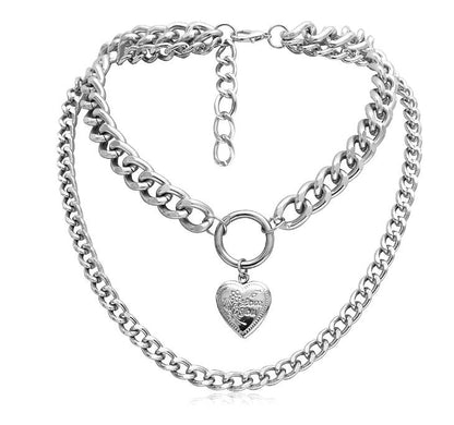 Metal heart choker necklace for women