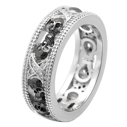 Men's ring with punk elements in a two-tone design made of precious metal (Shantou style)