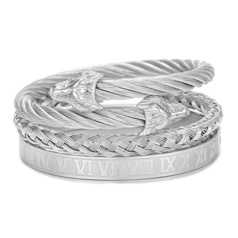 Punk bracelet made of titanium steel in Roman style, creative design