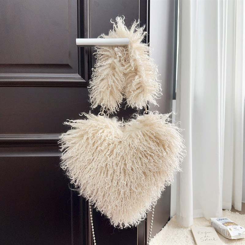 Damenhandtasche aus Wolle mit Kettenriemen