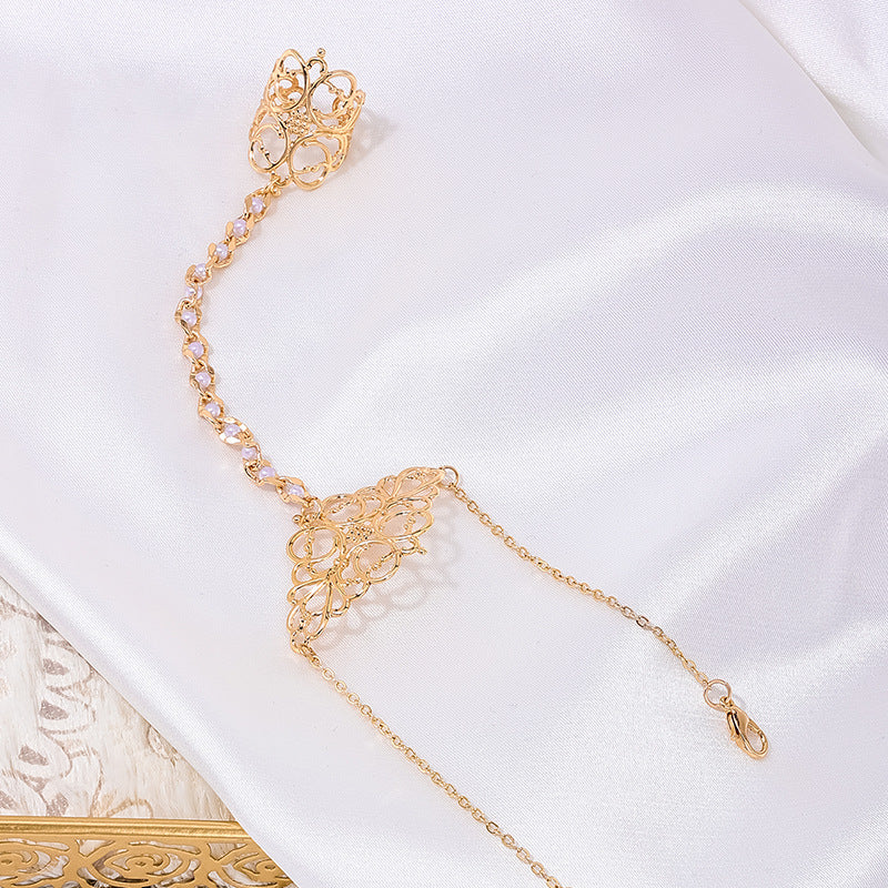 Minimalist, slightly luxurious bangle bracelet with window cutout and patterned design