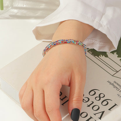 Dreireihiges Strass-Armband mit Kreuzmotiv für Mädchen