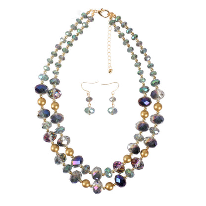 Simple multi-layered crystal necklace in vintage style
