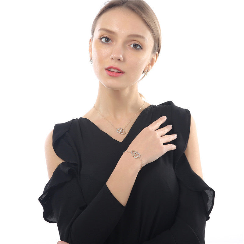 Damen-Halskette mit doppeltem Herzanhänger