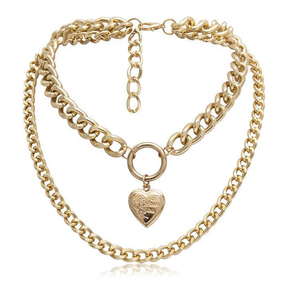 Metal heart choker necklace for women