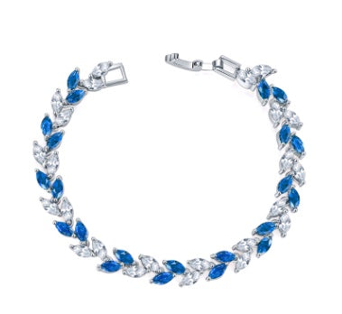 Fashionable copper bracelet with colorful crystals and zircon (willow design)