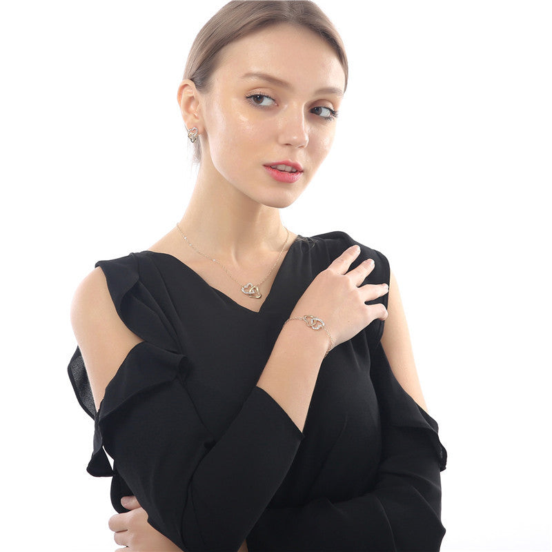 Damen-Halskette mit doppeltem Herzanhänger