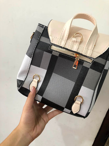 Damen-Rucksack mit Karomuster, Schul- und Reiserucksack für Mädchen