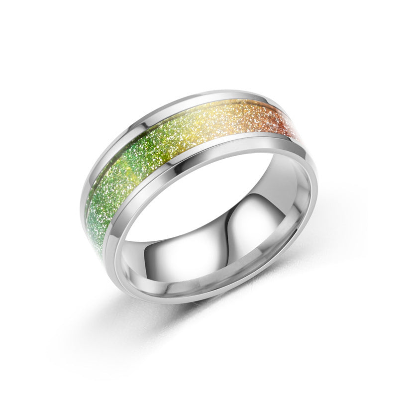 Ring made of titanium steel and stainless steel with a shell design in European and American style