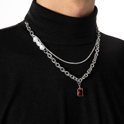 Mehrlagige Herren-Halskette aus Titanstahl