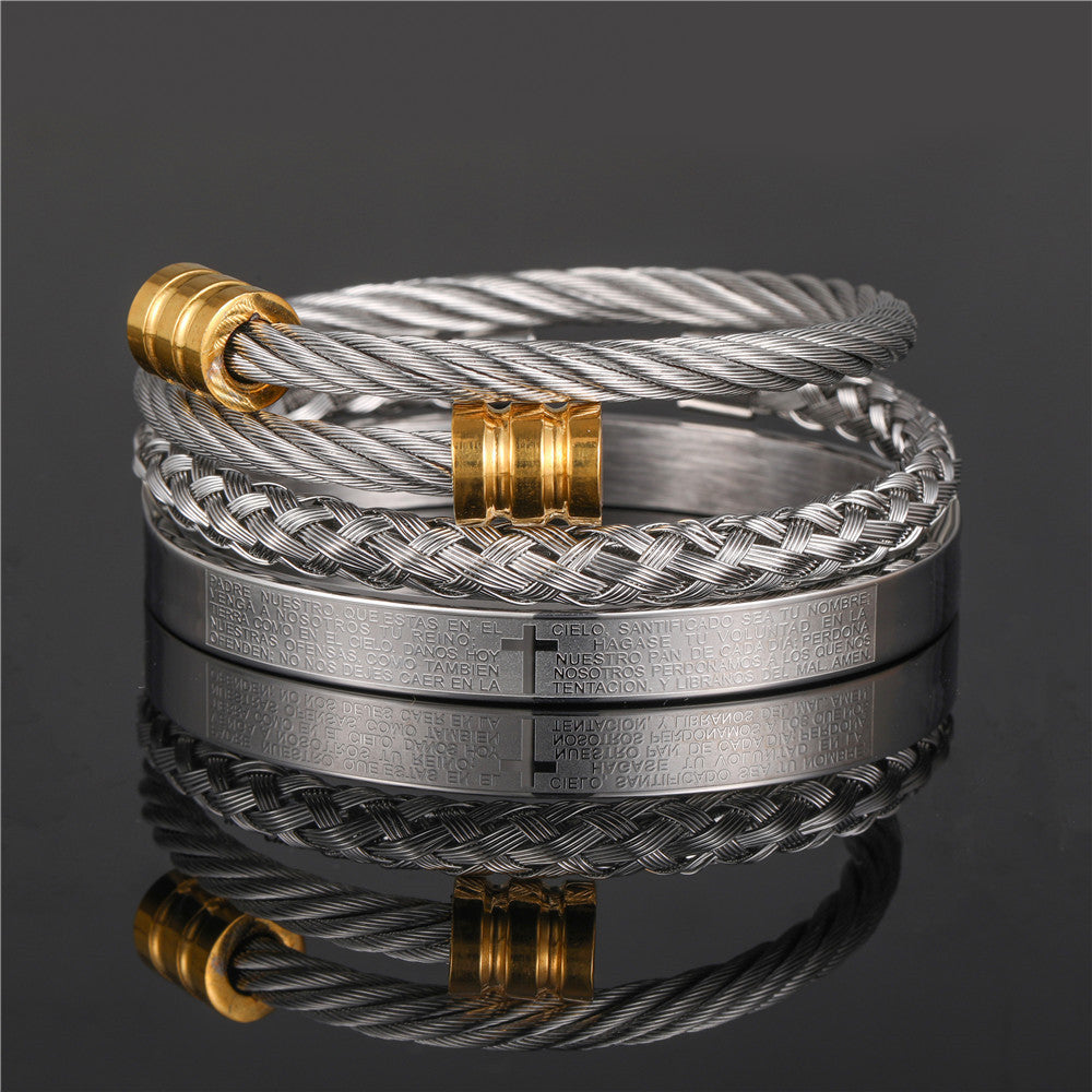 Punk bracelet made of titanium steel in Roman style, creative design