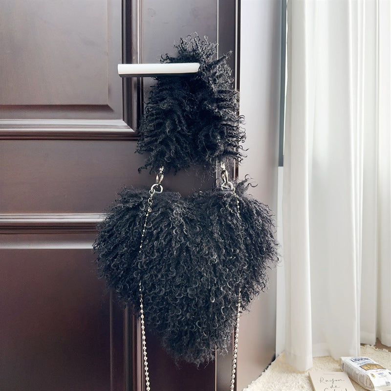 Damenhandtasche aus Wolle mit Kettenriemen