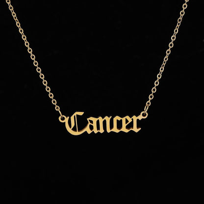 Edelstahl-Halskette mit Buchstaben-Anhänger der 12 Sternzeichen, Goldkette