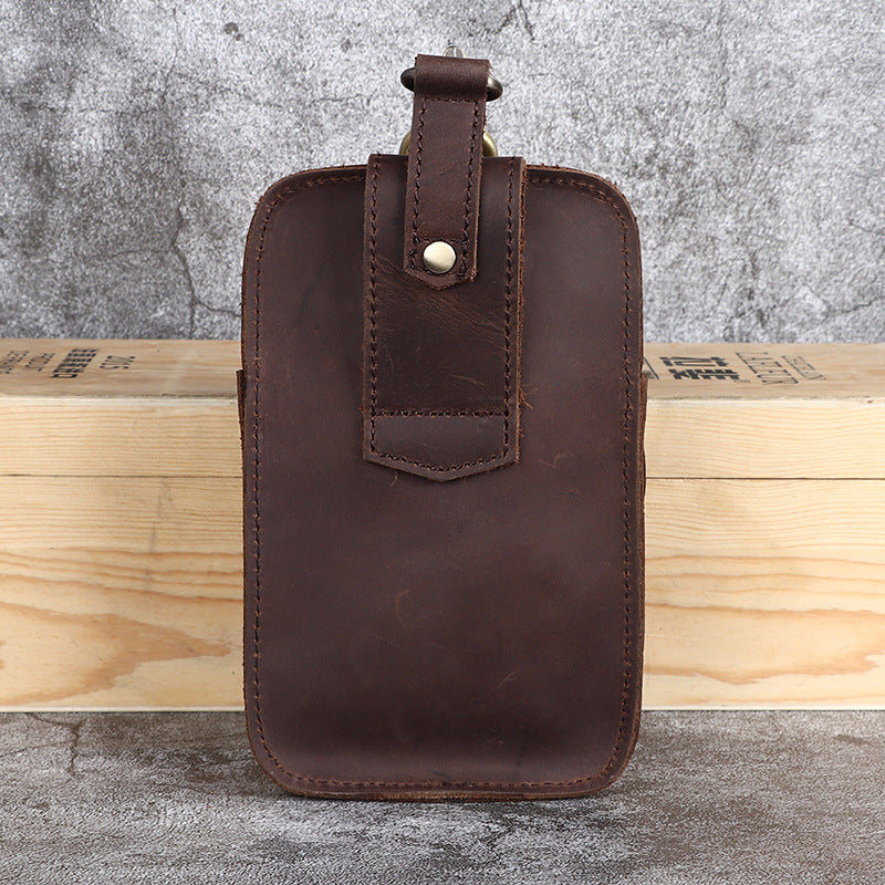 Herren-Gürteltasche aus Crazy-Horse-Leder aus Rindsleder (erste Schicht), Handy-Tasche für den Hosenbund