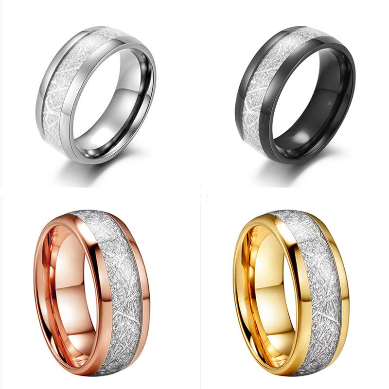 Partner ring made of stainless steel with carbon fiber inlay, men's ring with simple anti-stone inlay