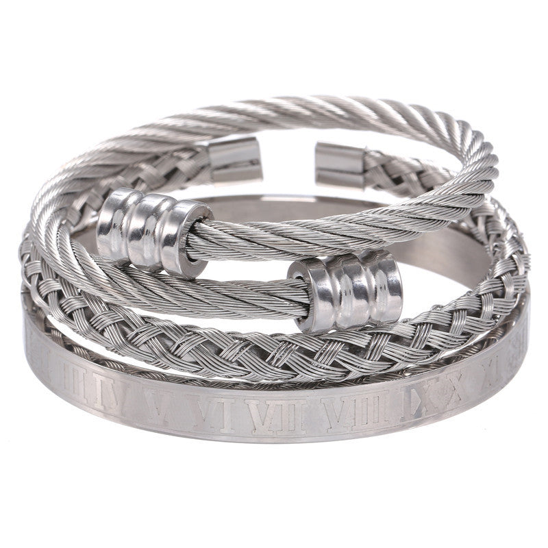 Punk bracelet made of titanium steel in Roman style, creative design